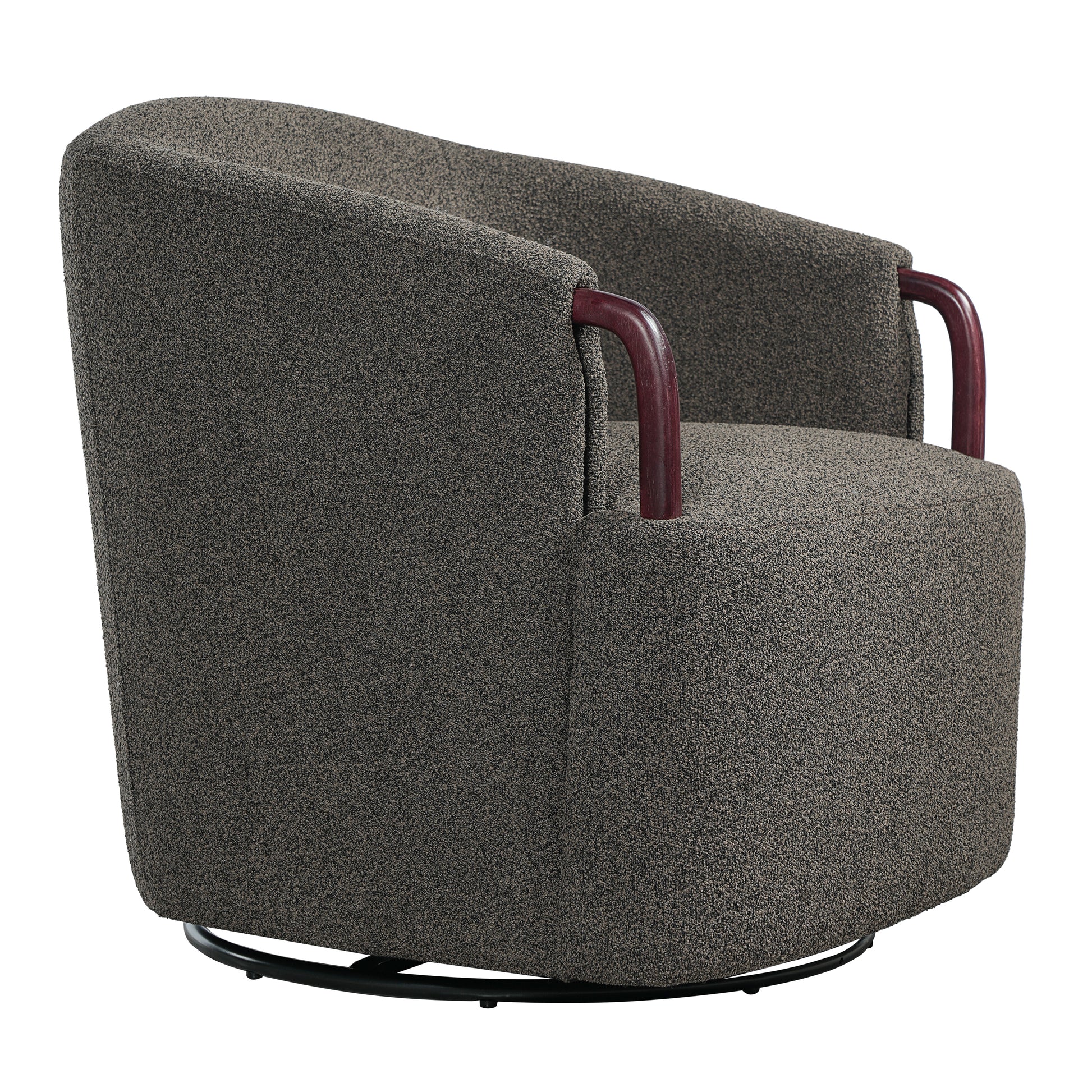 30" Modern Boucle Swivel Barrel Chair with Solid Wood Accents, Soft Durable Upholstery & 360° Swivel Base, Ideal for Living Room, Bedroom, or Office image 6