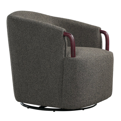 30" Modern Boucle Swivel Barrel Chair with Solid Wood Accents, Soft Durable Upholstery & 360° Swivel Base, Ideal for Living Room, Bedroom, or Office image 6