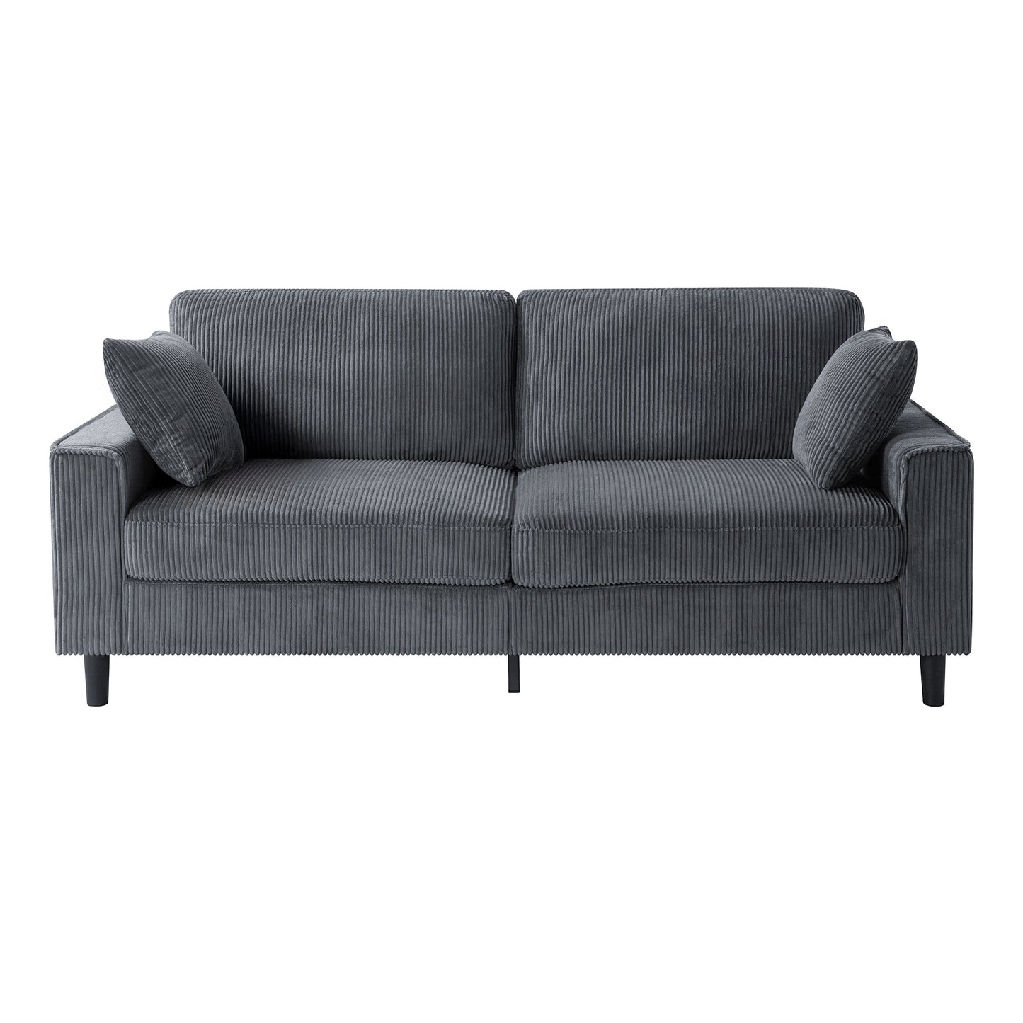 81.8"Corduroy Loveseat Sofa, 2-Seater Couch with Sturdy Iron & Wood Frame, Comfy Upholstered Sofa with Square Armrests for Living Room, Apartment image 2