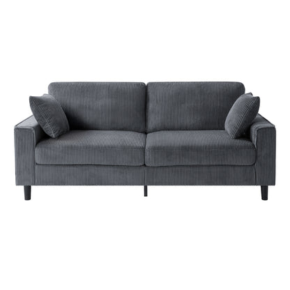 81.8"Corduroy Loveseat Sofa, 2-Seater Couch with Sturdy Iron & Wood Frame, Comfy Upholstered Sofa with Square Armrests for Living Room, Apartment image 2
