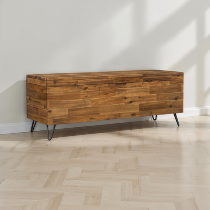 Solid Acacia Wood 46-inch Storage Bench image 1