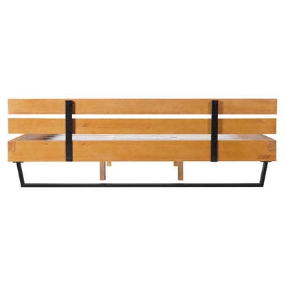 PINE WOOD BED FRAME KING SIZE,NATURAL & BLACK COLOR image 11