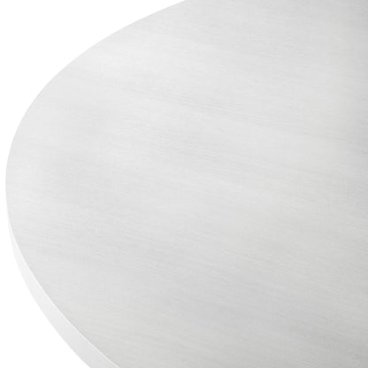 Edo Contemporary Round Dining Table, Trestle Base, White Finish image 7