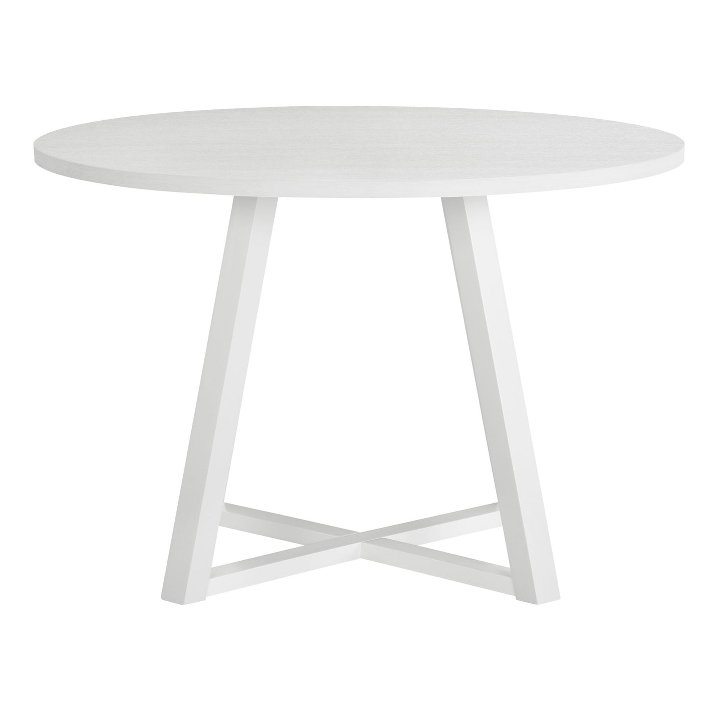 Edo Contemporary Round Dining Table, Trestle Base, White Finish image 5
