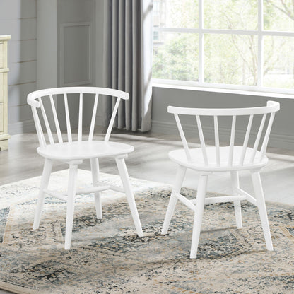Edo White Wood 5-Piece Dining Set, Trestle Dining Table with 4 Windsor Chairs image 7