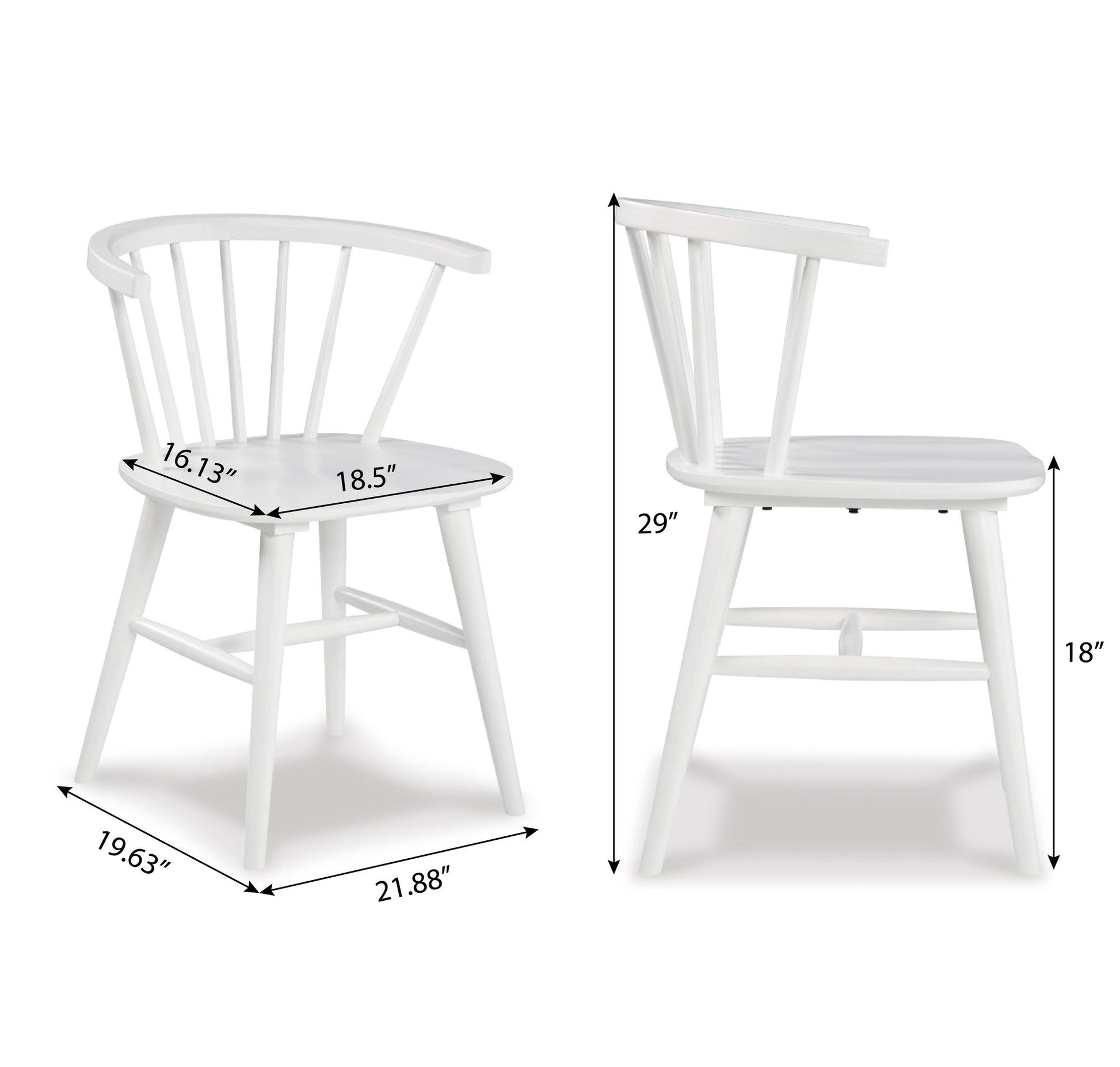 Edo White Wood 5-Piece Dining Set, Trestle Dining Table with 4 Windsor Chairs image 15