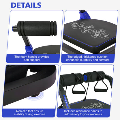 Ab Core Trainer Abdominal Machine for Home Gym with Resistance Bands Blue image 5