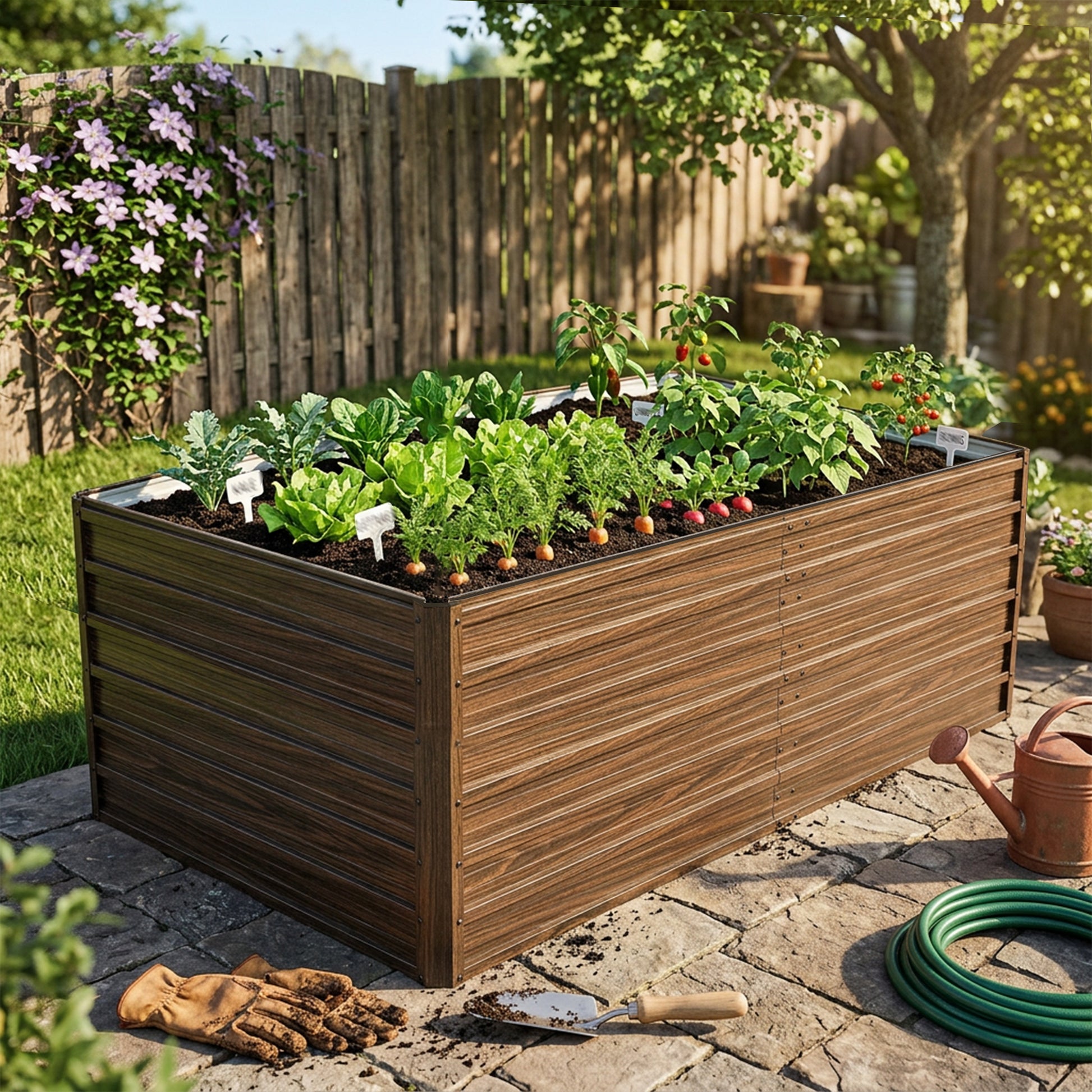 74.6"x35.4"x25" Raised Garden Bed Kit, Metal Elevated Planter Box, Open Drainage Base, 4 Reinforcing Rods, Rustproof Steel with Safety Edging – Easy Assembly for Vegetables, Flowers, Herbs image 7