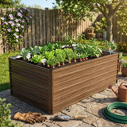 74.6"x35.4"x25" Raised Garden Bed Kit, Metal Elevated Planter Box, Open Drainage Base, 4 Reinforcing Rods, Rustproof Steel with Safety Edging – Easy Assembly for Vegetables, Flowers, Herbs image 7