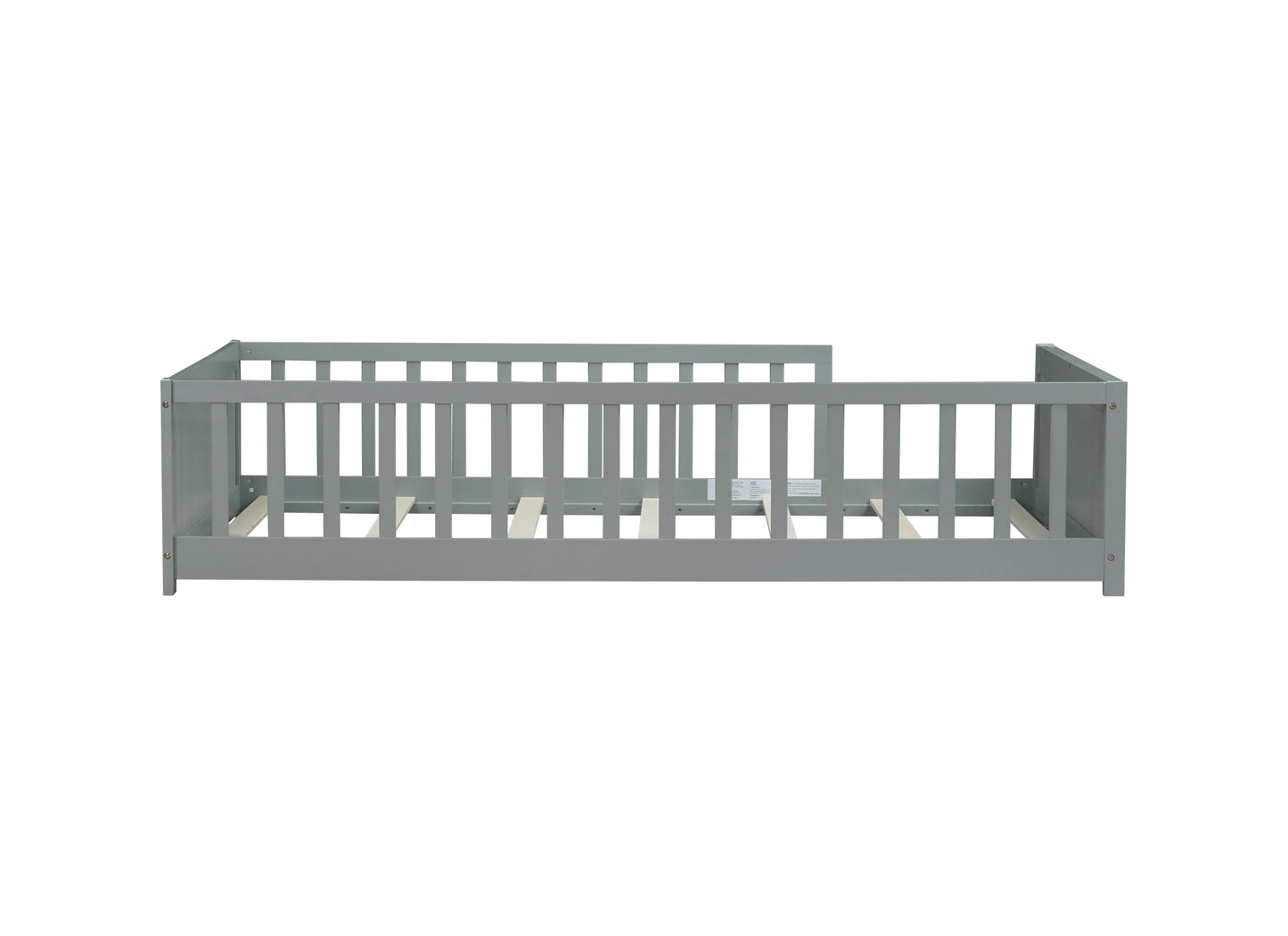 Twin size Floor Platform Bed with Built-in Book Rack,Grey(Old Sku:W504P143306) image 7