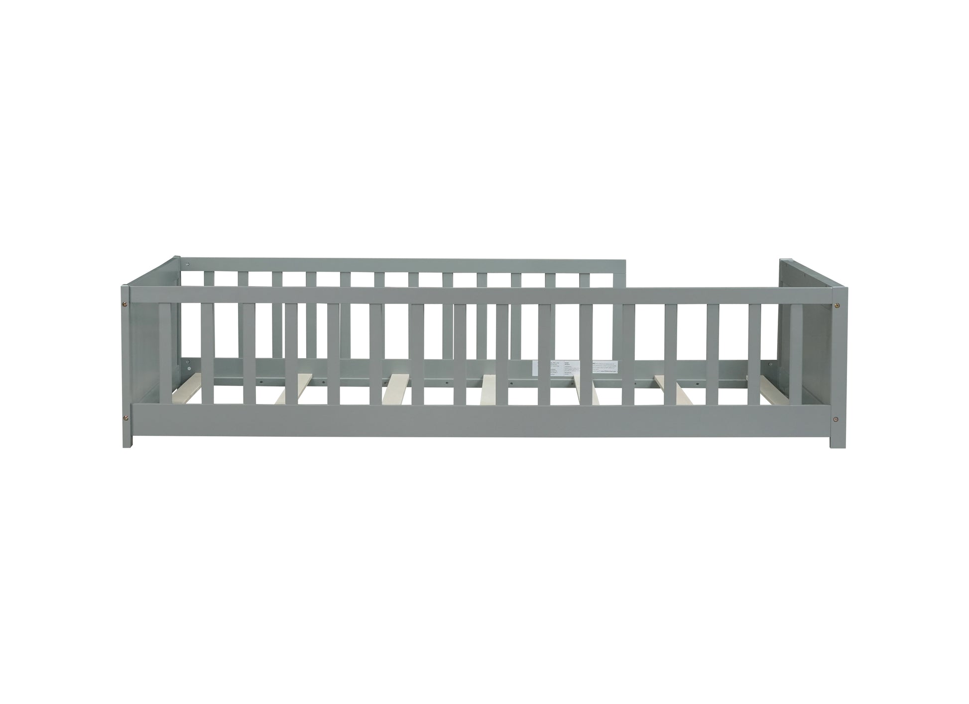 Twin size Floor Platform Bed with Built-in Book Rack,Grey(Old Sku:W504P143306) image 7