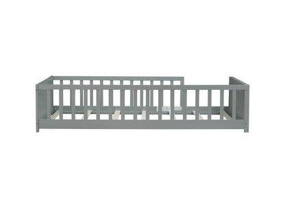 Twin size Floor Platform Bed with Built-in Book Rack,Grey(Old Sku:W504P143306) image 7