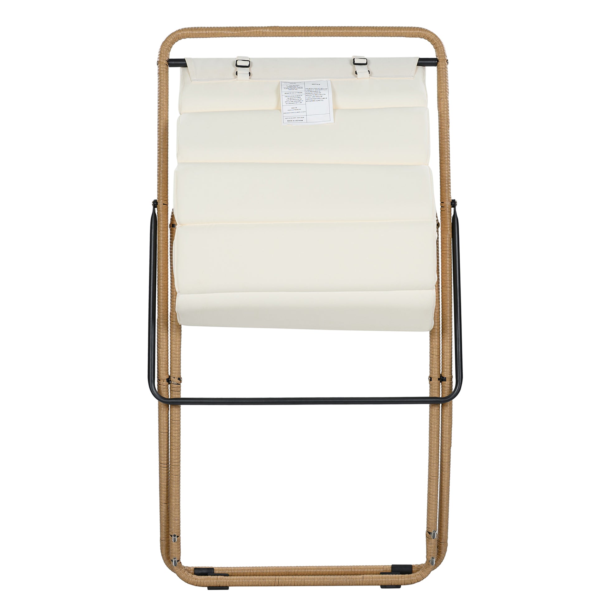 TREXM 2-Pieces Outdoor Folding Chair, Rattan-Wrapped Patio Chair with Adjustable Backrest, Thick Cushion, and Detachable Headrest,for the Poolside, Beach, Backyard, Decck, and Camping (Yellow) image 8
