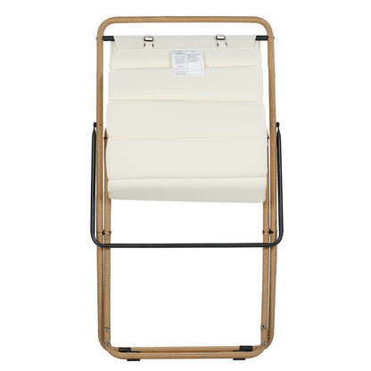 TREXM 2-Pieces Outdoor Folding Chair, Rattan-Wrapped Patio Chair with Adjustable Backrest, Thick Cushion, and Detachable Headrest,for the Poolside, Beach, Backyard, Decck, and Camping (Yellow) image 8