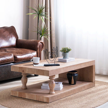 Rustic coffee table, Wood coffee table, Farmhouse coffee table, Modern rustic furniture, Coffee table with shelf, Wooden living room table image 2