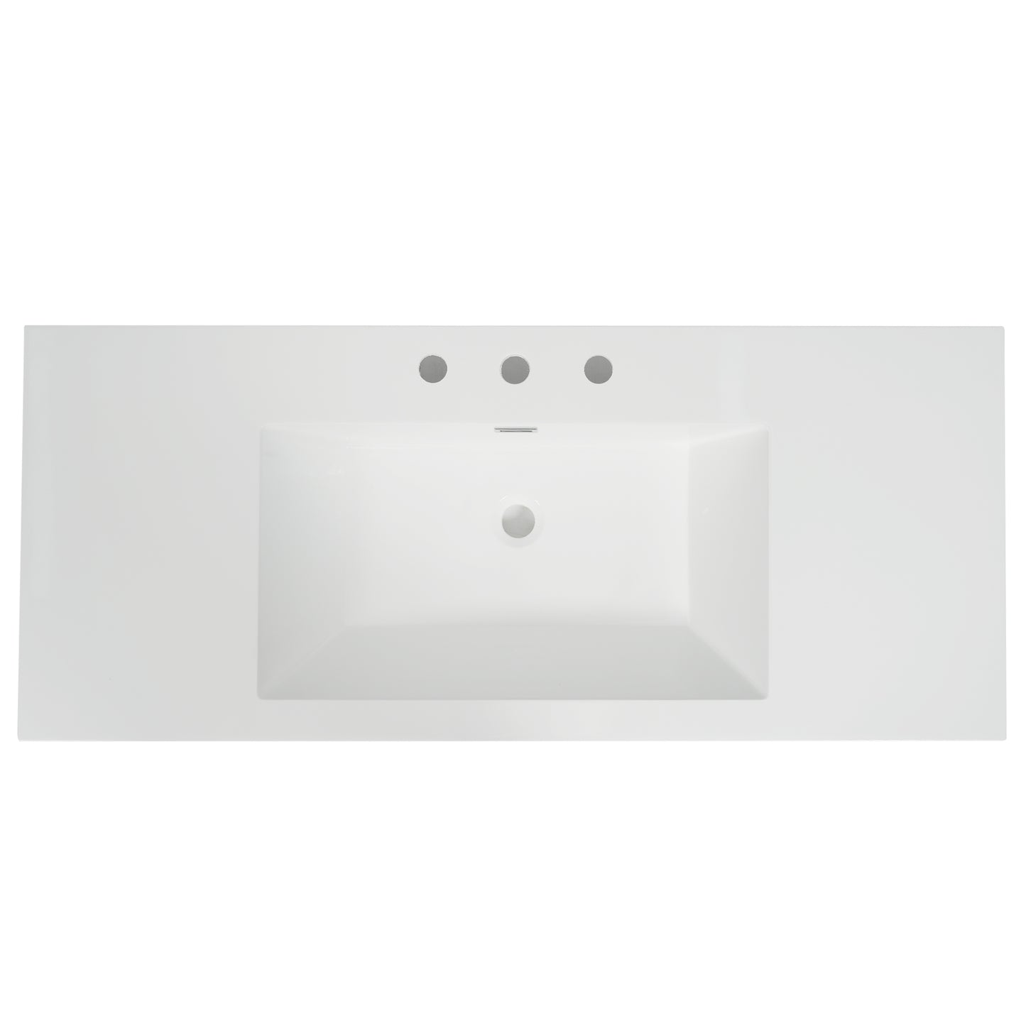 48" Resin Basin for Bathroom Vanity, Bathroom Sinks with 3-Faucet Holes, Vanity Top only, Bright White image 2
