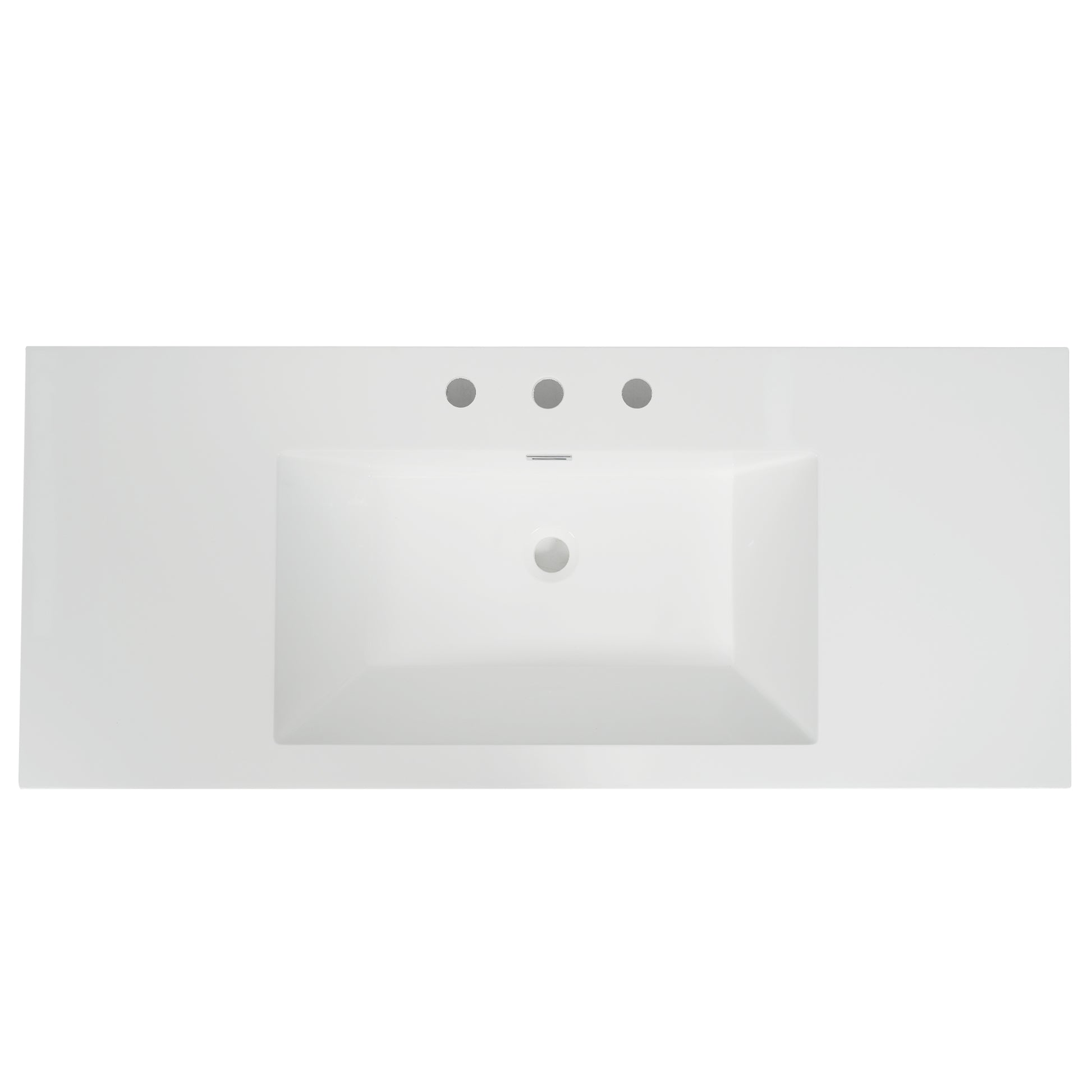 48" Resin Basin for Bathroom Vanity, Bathroom Sinks with 3-Faucet Holes, Vanity Top only, Bright White image 2