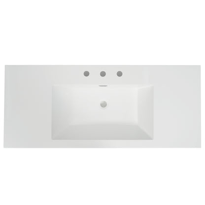 48" Resin Basin for Bathroom Vanity, Bathroom Sinks with 3-Faucet Holes, Vanity Top only, Bright White image 2