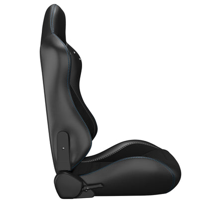 2PC Universal Racing Seats Stitch PVC Leather Reclinable Carbon Look Leather Black With Adjustor Slider(Not Including Seat Bracket) 1 box of 2 pieces image 9