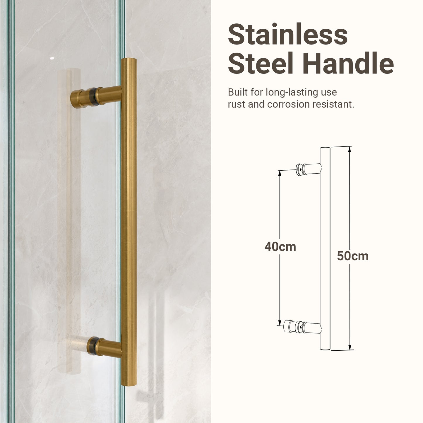 56"-60"W*72" H Frameless Single Sliding Shower Door – 5/16" (8mm) Clear Tempered Glass, Bypass Design with Brushed Gold Finish image 7