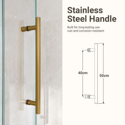 56"-60"W*72" H Frameless Single Sliding Shower Door – 5/16" (8mm) Clear Tempered Glass, Bypass Design with Brushed Gold Finish image 7