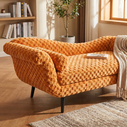 Classic diamond pattern fabric paired with elegant scroll arms, delivering great comfort and timeless style. image 3