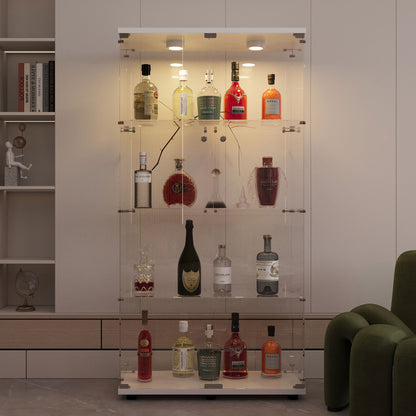 Tempered glass display cabinet white side view