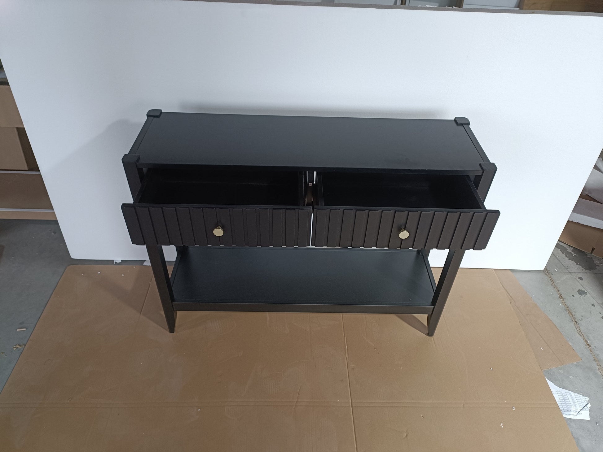 29.53" Tall Console Table with Drawers, Narrow Wood Accent Sofa Table Entryway Table with Storage Shelf for Entryway, Front Hall, Hallway, Living Room, Black image 4