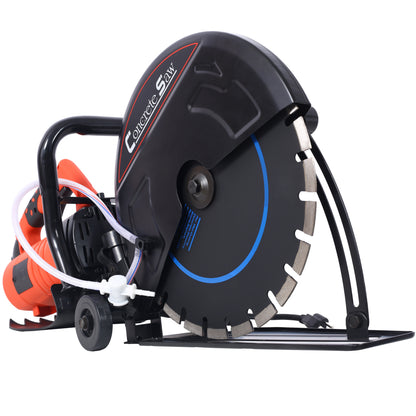 Electric 14" Cut Off Saw Wet/Dry Concrete Saw Cutter Guide Roller with Water Line Attachment image 2