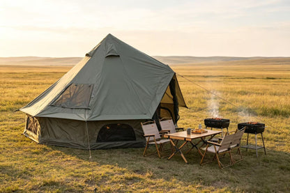 Oxford Bell Tent for Family Camping - Spacious 13.1ft Yurt with Stove Jack, Large Glamping Tents for 4-8 People, 4 Season Oxford Hot Tent Shelter Green image 7