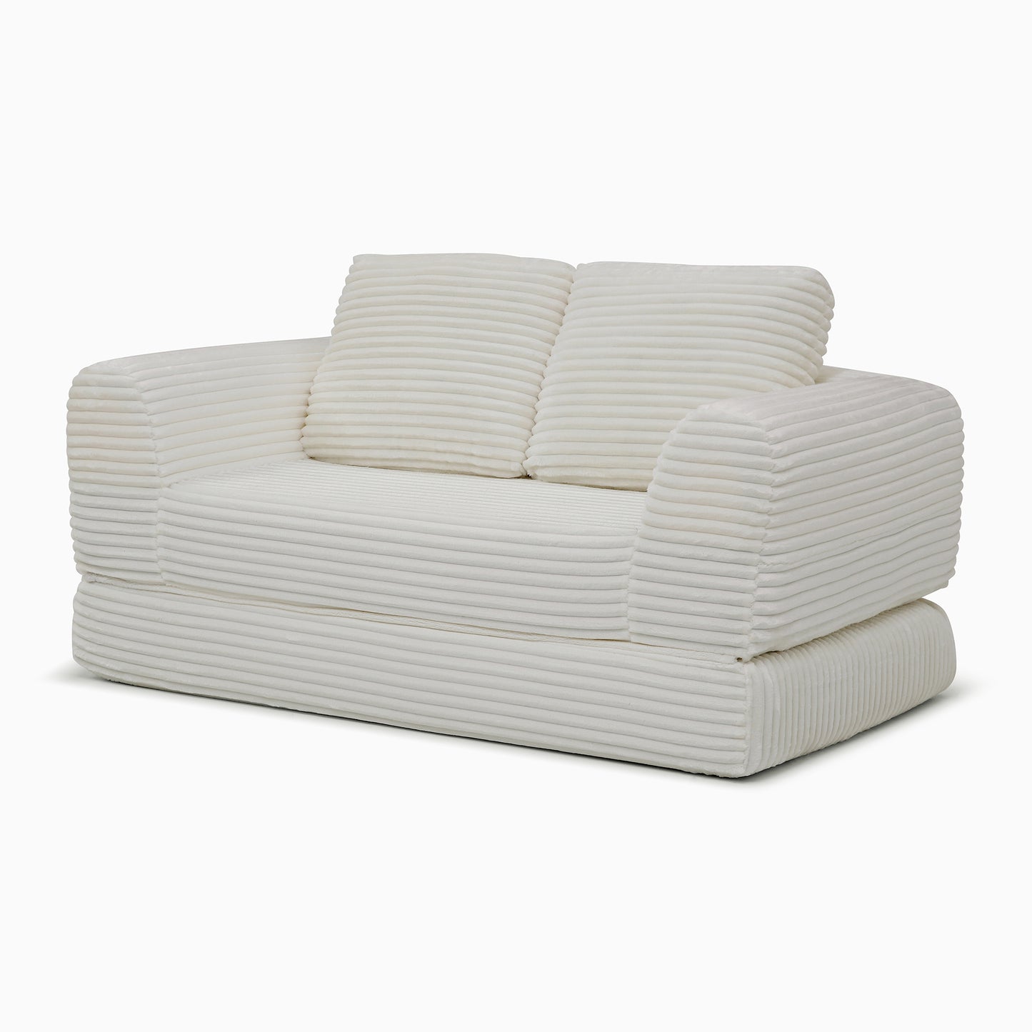 2-in-1 Folding Convertible Sofa Bed, Modern Corduroy Sleeper Couch with 2*pillows, Futon Modular Upholstered Boneless Loveseat with Pull-Out Bed,Folding Floor Modular Couch for Living Room Beige image 8