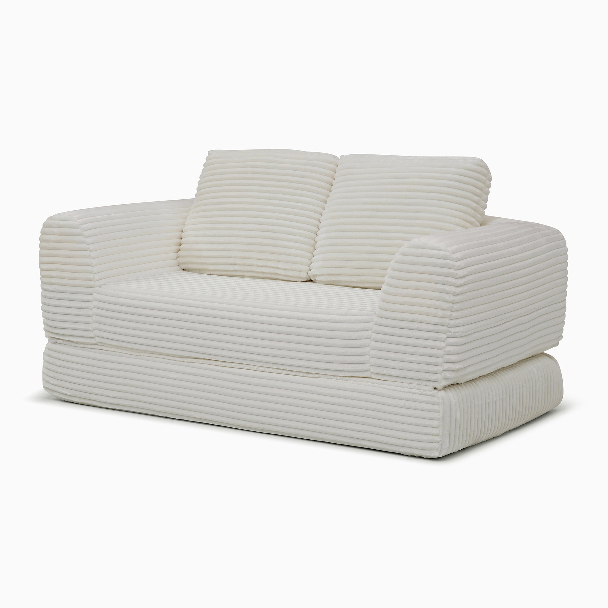 2-in-1 Folding Convertible Sofa Bed, Modern Corduroy Sleeper Couch with 2*pillows, Futon Modular Upholstered Boneless Loveseat with Pull-Out Bed,Folding Floor Modular Couch for Living Room Beige image 8