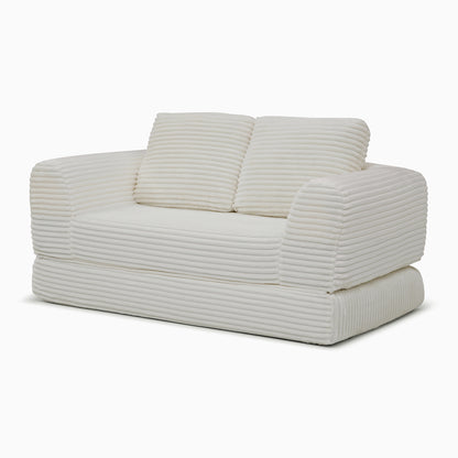 2-in-1 Folding Convertible Sofa Bed, Modern Corduroy Sleeper Couch with 2*pillows, Futon Modular Upholstered Boneless Loveseat with Pull-Out Bed,Folding Floor Modular Couch for Living Room Beige image 8