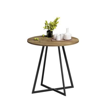 31.5 Inch Round Dining Table, Small Circle Kitchen Table with Metal Black Legs for 2-4 people,Modern Dining Room Table, Brown (only table) image 9