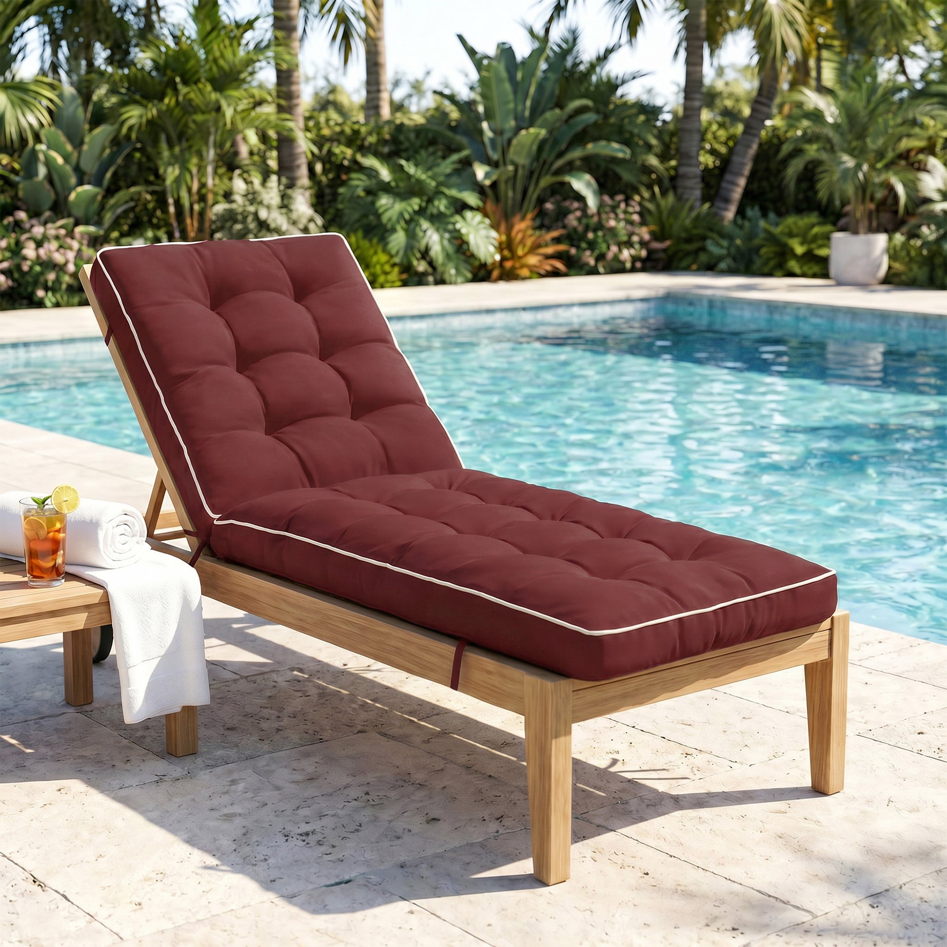 2 Pack 72x21 Inch Folding Chaise Lounge Cushion Quick Dry - Outdoor Sun Lounger Seat Pad with Shredded Foam for Patio Furniture, Deck Chairs, Poolside image 11