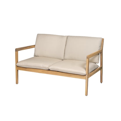 Outdoor Acacia Wood Loveseat with Coffee Table, Light Teak Frame, Beige Cushion image 12