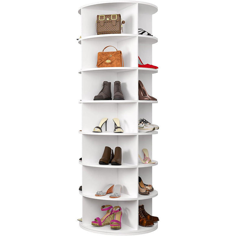 7 Tier Rotating Shoe Rack Tower, Spinning Shoe Display, 360 Shoe Rack Storage Round Carousel, Vertical Handbag Rotate Shoes Closet Organization (WHITE) image 7