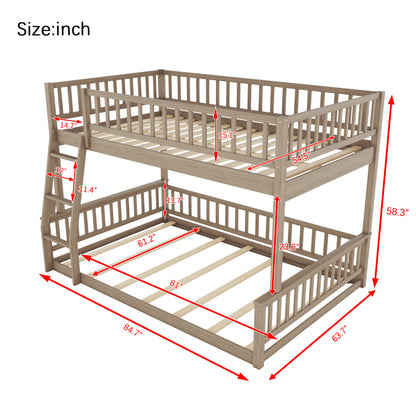 Full XL over Queen Bunk Bed with Ladder and Guardrails, Walnut image 7