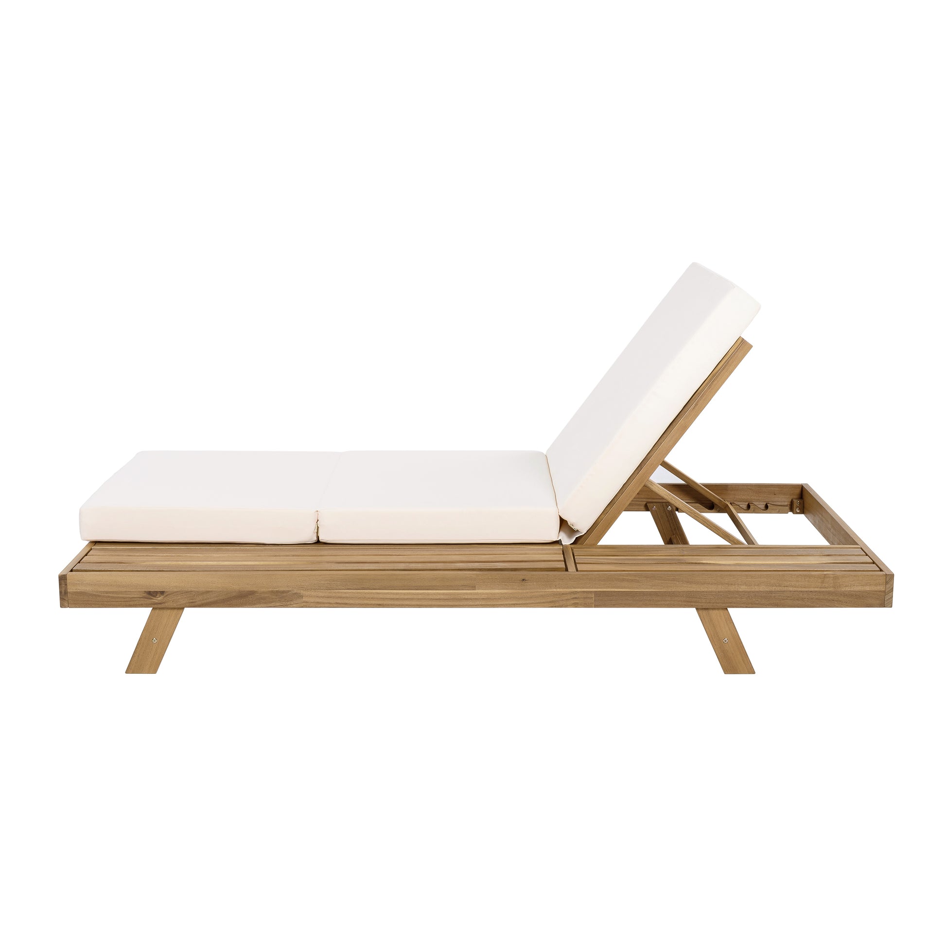 Lounge Chaise Set, Space Available On One Side, Acacia Solid Wood In light brown With Lounge Cushion (Cream & Triple Fold) – Matching Dark Grey Version Available image 12