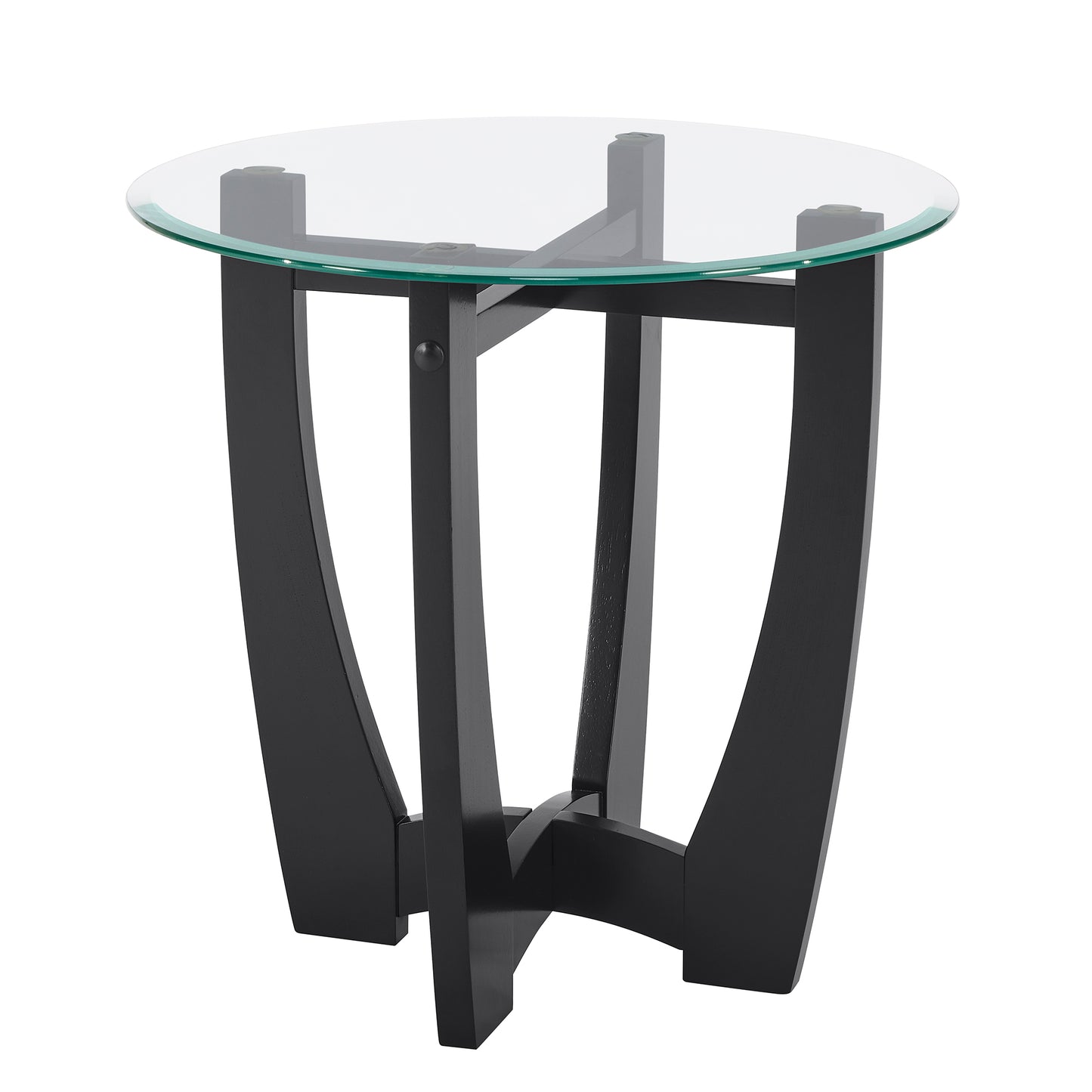 23.5 inch round glass coffee table, black round coffee table center table with glass top, small coffee table for living room, office and apartment image 9
