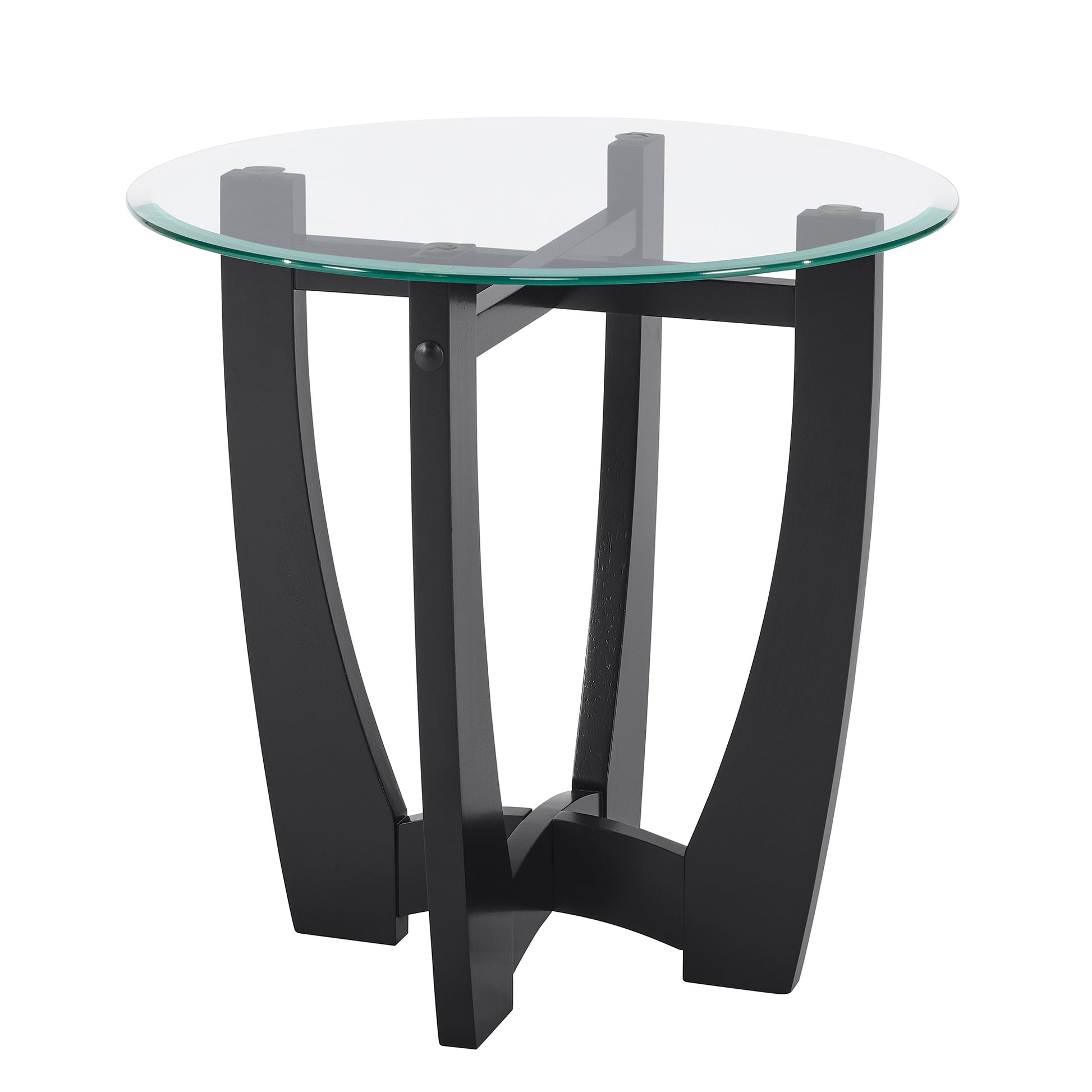 23.5 inch round glass coffee table, black round coffee table center table with glass top, small coffee table for living room, office and apartment image 9