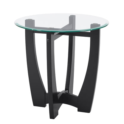 23.5 inch round glass coffee table, black round coffee table center table with glass top, small coffee table for living room, office and apartment image 9