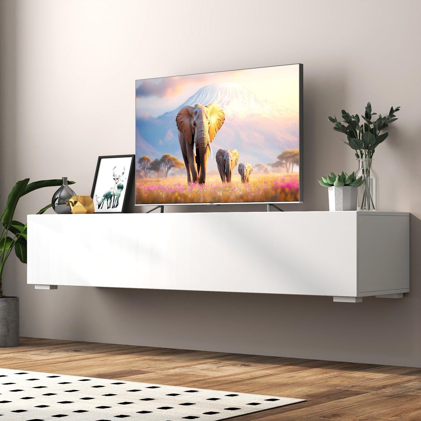 Modern Entertainment Center with Storage Media Console for Living Room image 2