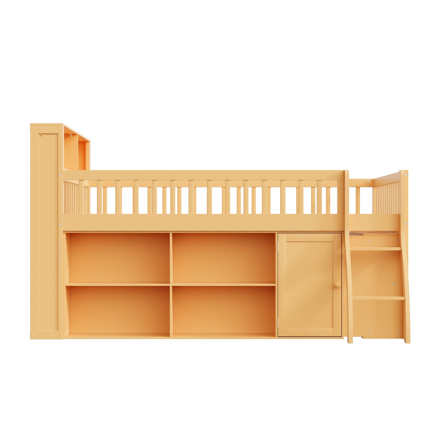 Full Size Loft Bed with Storage, Headboard with LED Light, Natural image 12