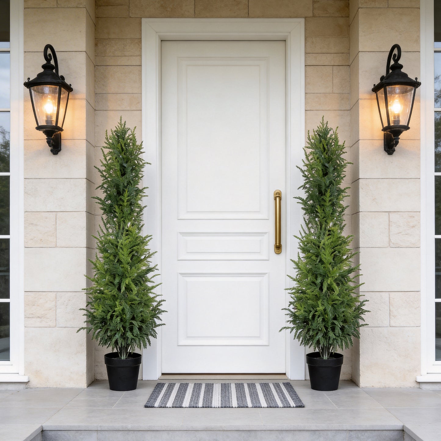 5' Artificial Real Touch Pine Tree in Black Plastic Pot, 2pc/set image 2
