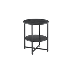 Small round side table,2 tiers farmhouse end table,set of 2accent tables for small spaces,night stands for bedrooms living room,coffee  tables with storage shelf,Black