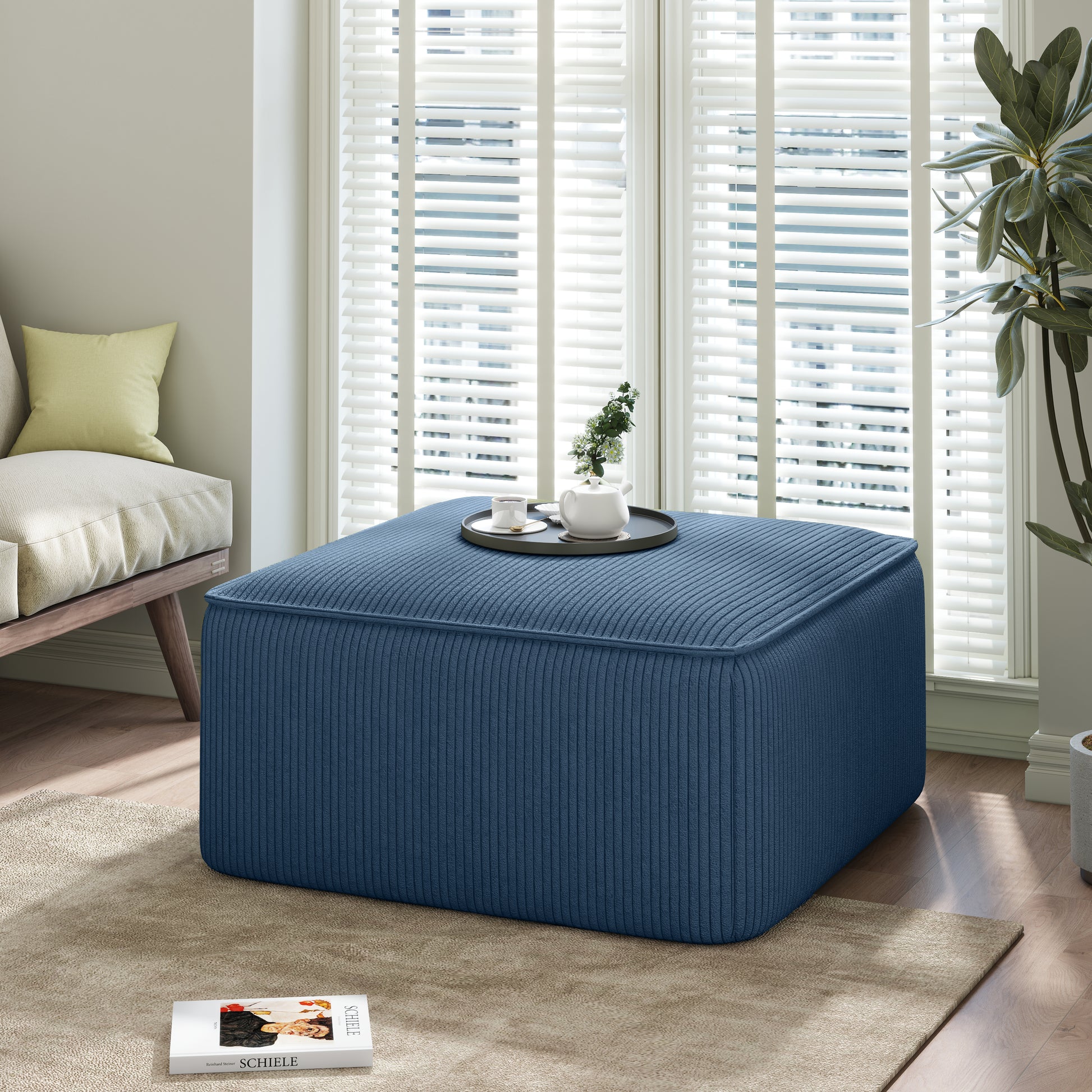 Upholstered Square Ottoman, Blue (old sku N757P180768N) image 1