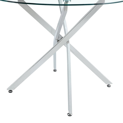 Round glass dining table suitable for 2-4 people: diameter 39 inches,Modern minimalist style round transparent tempered glass table,metal table legs, suitable for kitchen, dining room and living room. image 8
