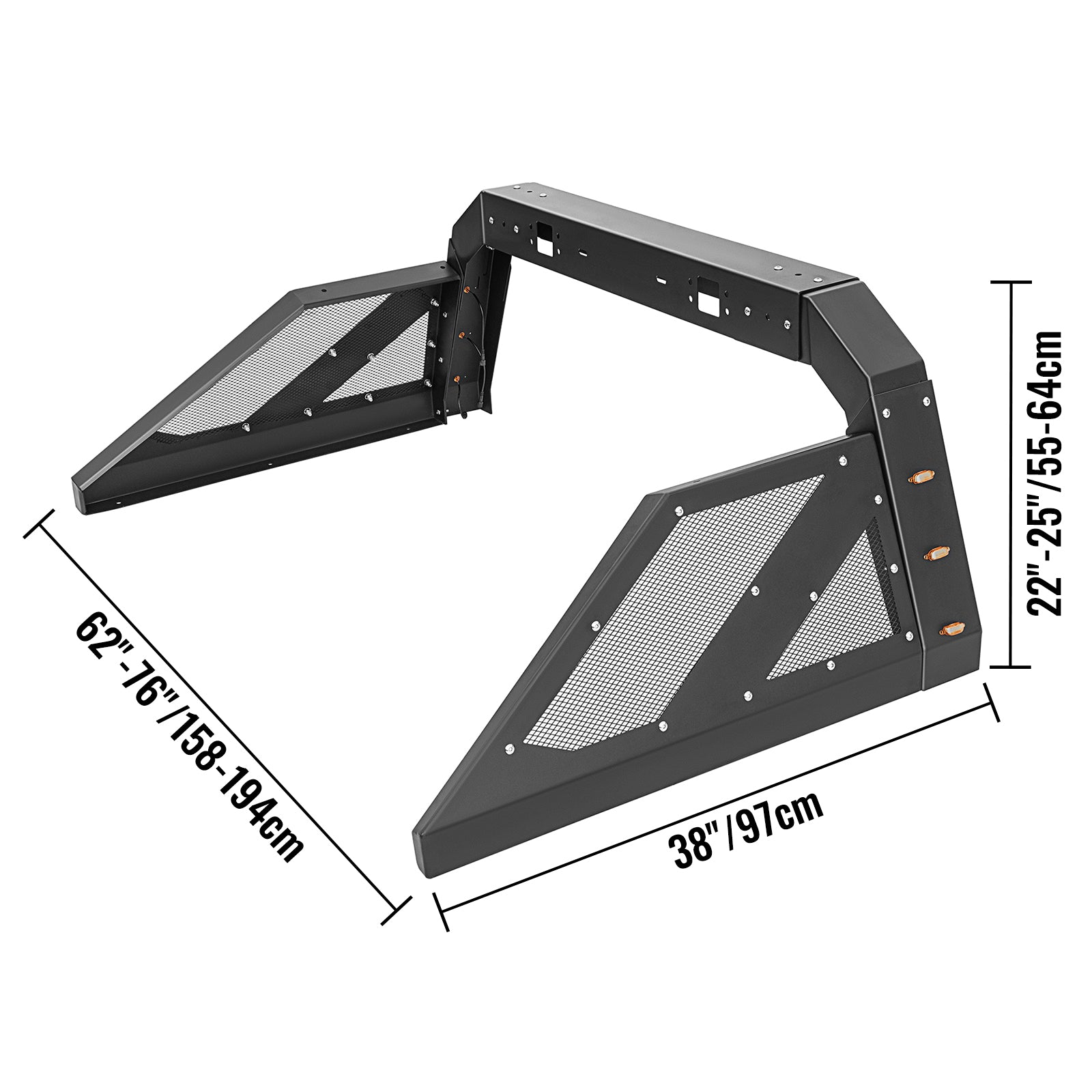 Truck Roll Bar Chase Rack Adjustable with 6 Amber Auxiliary Side Marker Lamps, Universal Fit for Pickup Trucks image 5