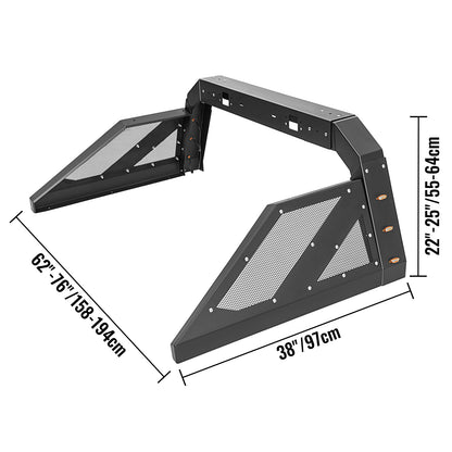 Truck Roll Bar Chase Rack Adjustable with 6 Amber Auxiliary Side Marker Lamps, Universal Fit for Pickup Trucks image 5